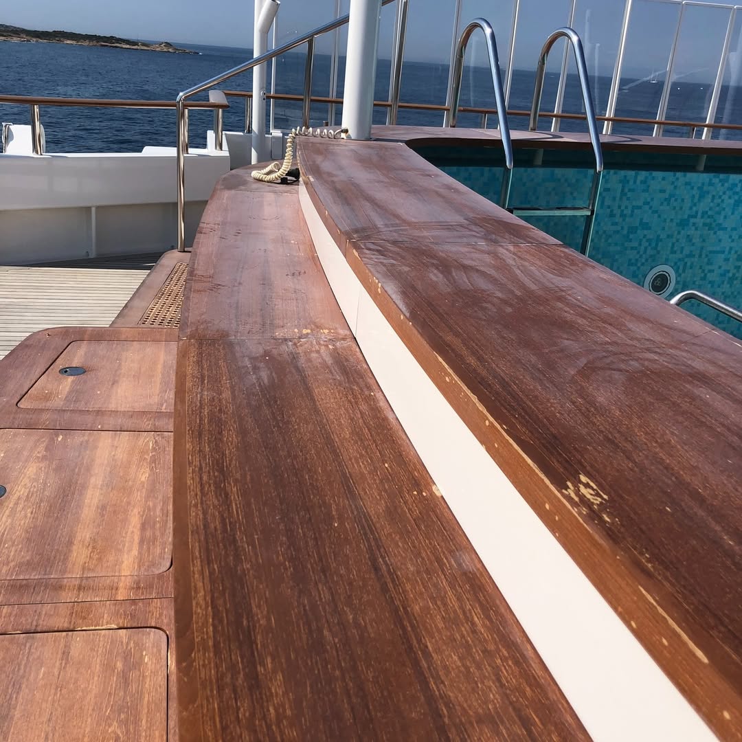 before picture superyacht wood pool deck image