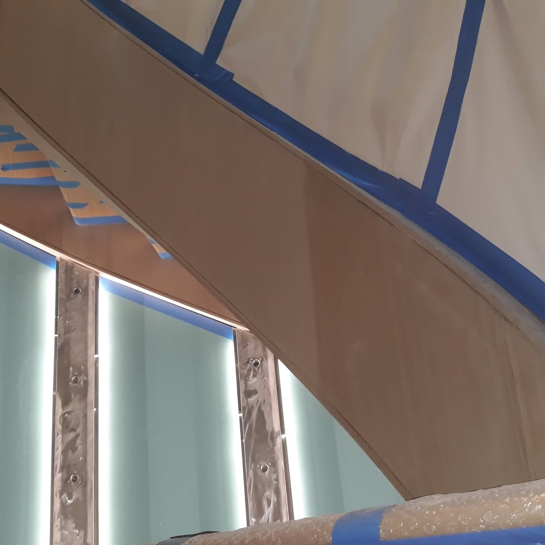 before picture of scluptural staircase touch up image