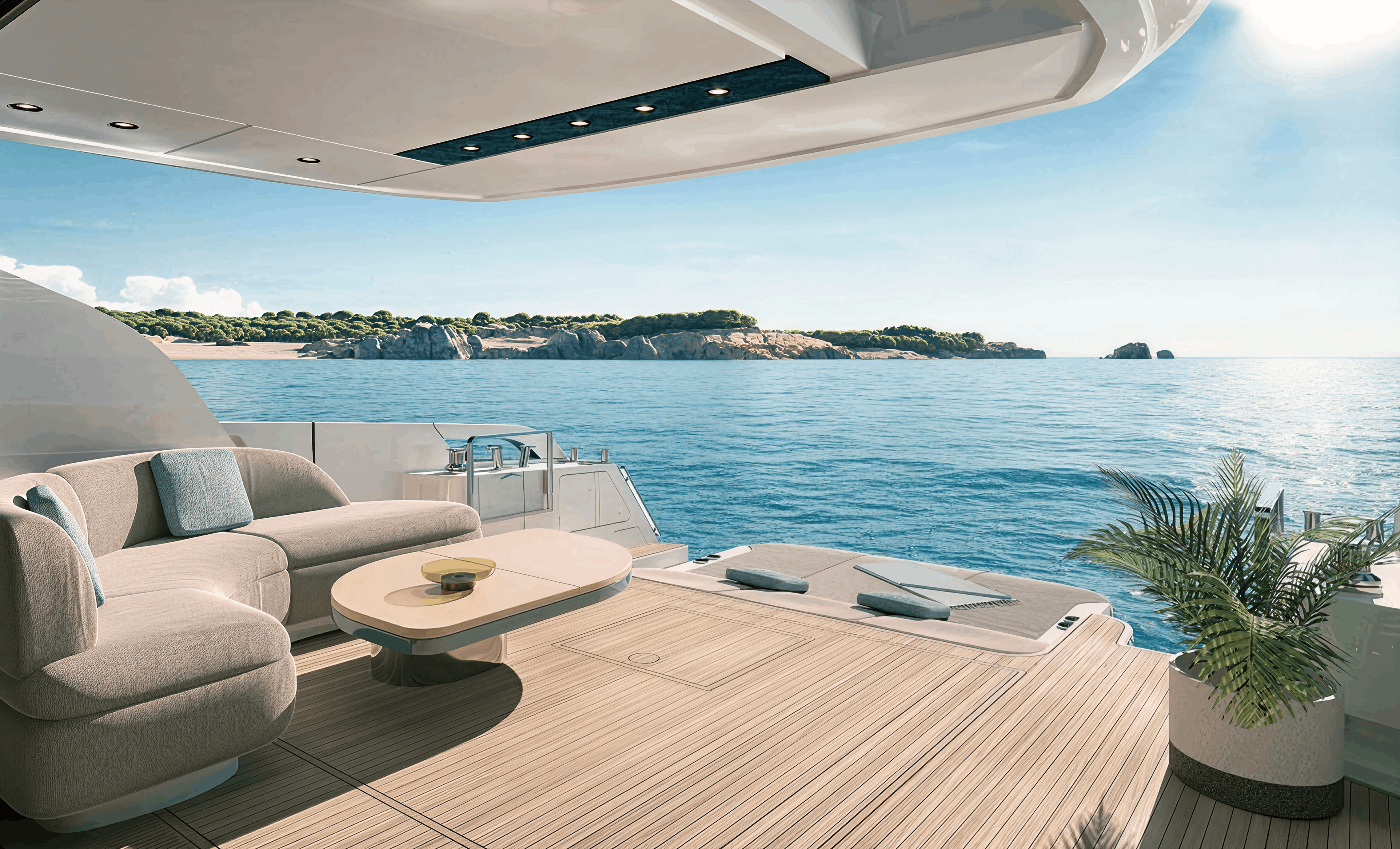 a white yacht cruising 