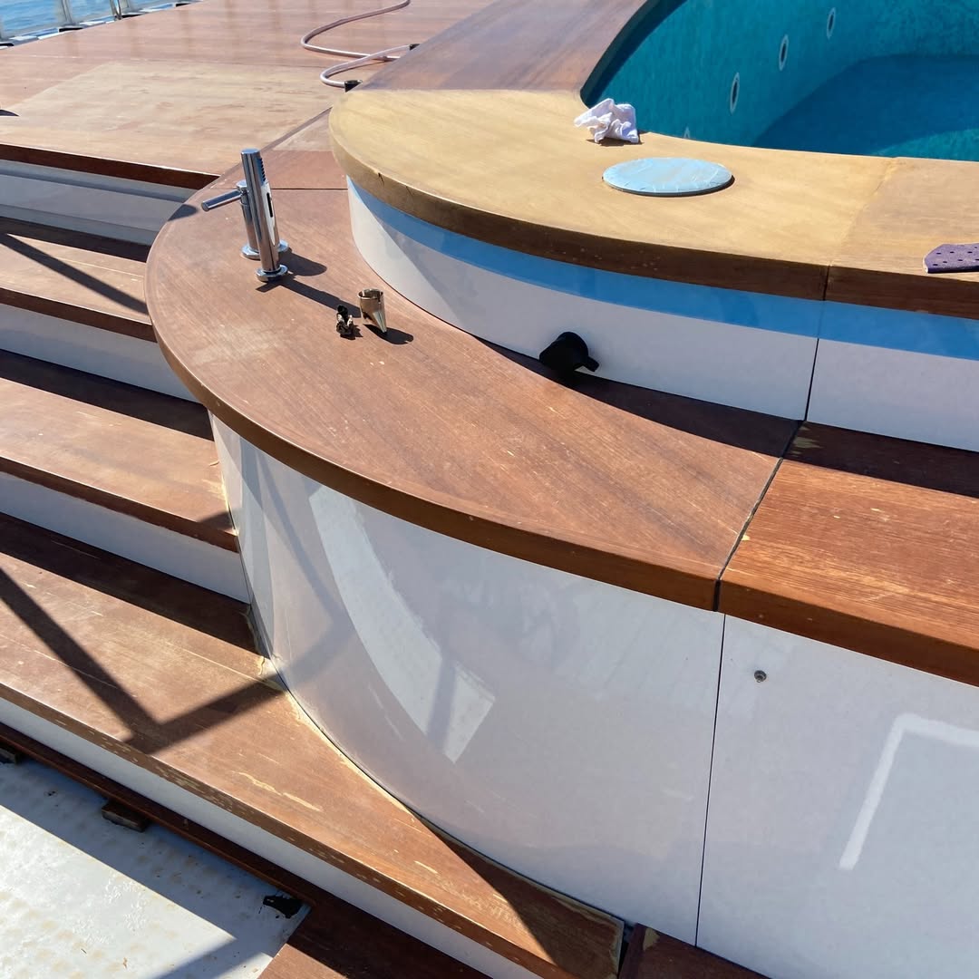 superyacht wood pool deck image